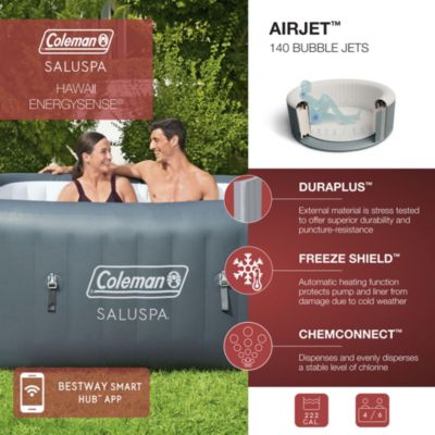 Coleman Hawaii AirJet Square Inflatable Hot Tub with EnergySense Cover