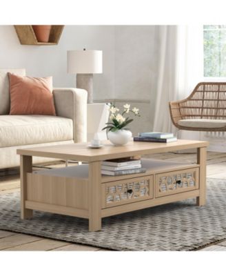 3-tier Coffee Table with 2 Drawers and 5 Support Legs