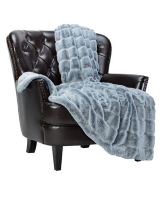 Chanasya Premium Ruched Faux Fur Throw Blanket - Luxurious, Soft Reversible Mink Blanket - 50" X 65" - Cloud