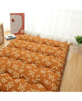 Full Size Futon Mattress Floor Mattress Pad Floral Print Portable Dorm Sleeping Pad, 54"x 80"