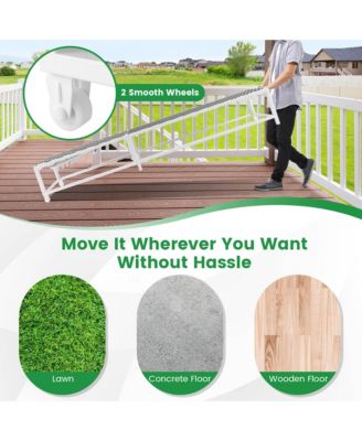 Patio Adjustable Chaise Lounge Chair Outdoor Wheeled Recliner Sturdy Metal