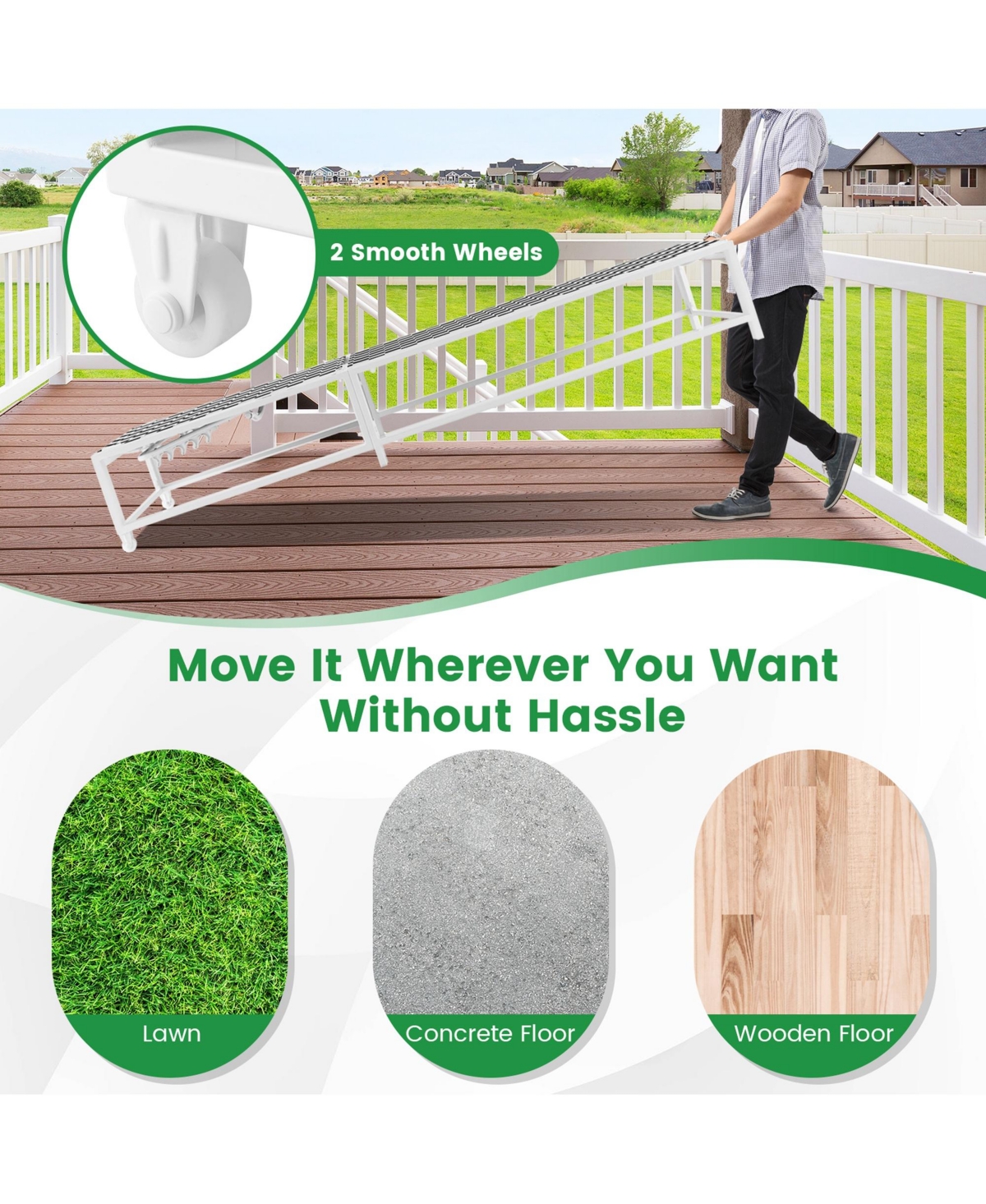 Costway Patio Adjustable Chaise Lounge Chair Outdoor Wheeled Recliner Sturdy Metal