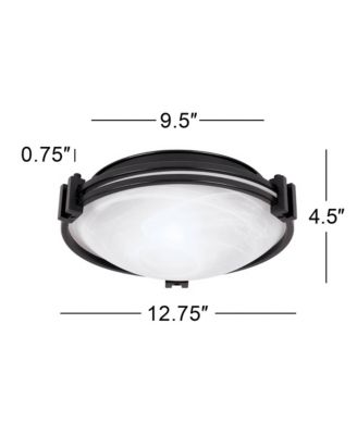 Art Deco Modern Ceiling Light Flush Mount Fixture Oil Rubbed Bronze 12 3/4" Wide Marbleized Glass Bowl Shade for House Bedroom Hallway Living Room Bathroom Dining Kitchen