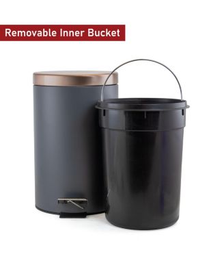 12 Liter Stylish Grey and Copper Soft Pedal Office, Kitchen and Bathroom Trash Bin