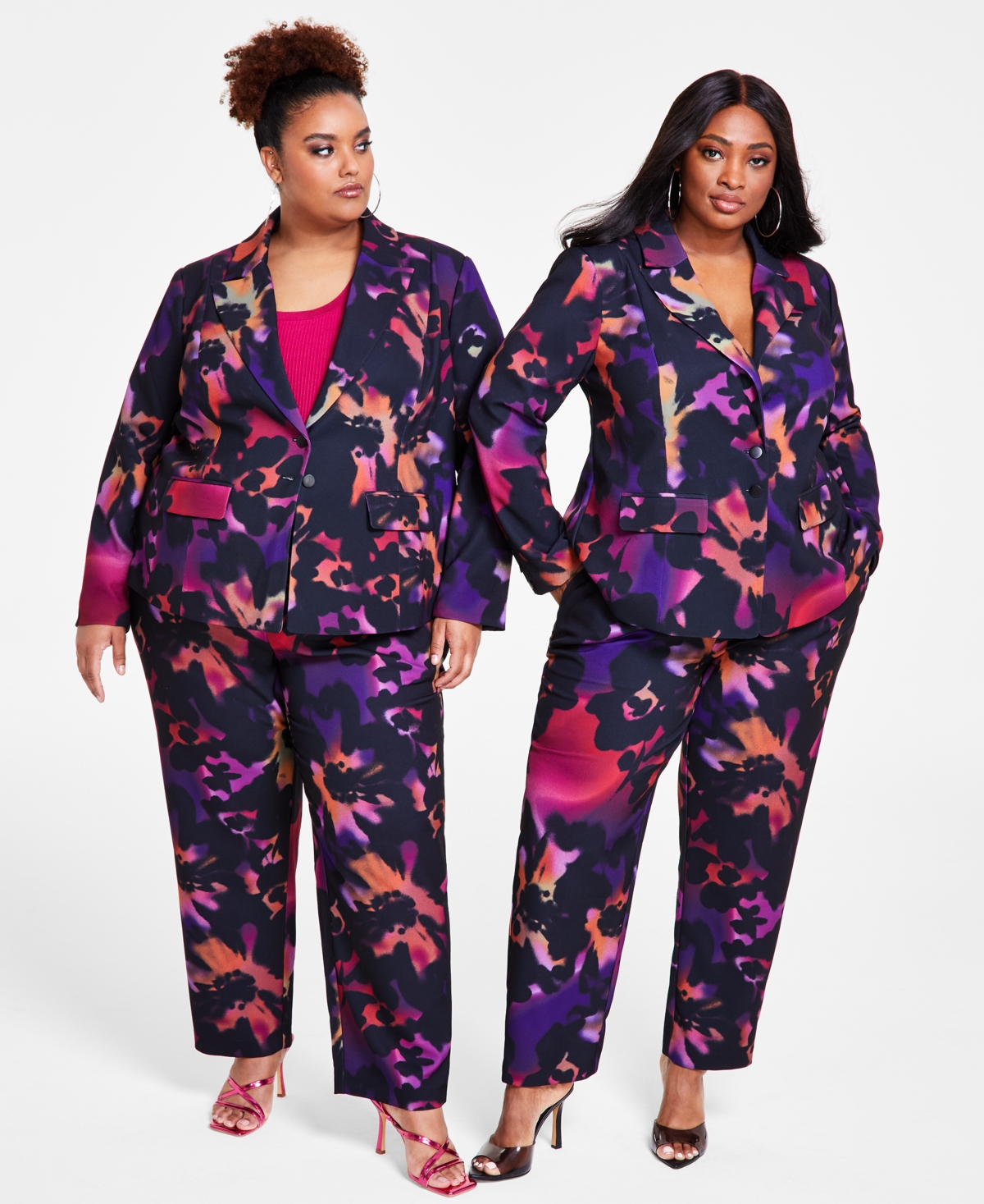 NINA PARKER TRENDY PLUS SIZE PRINTED BLAZER 