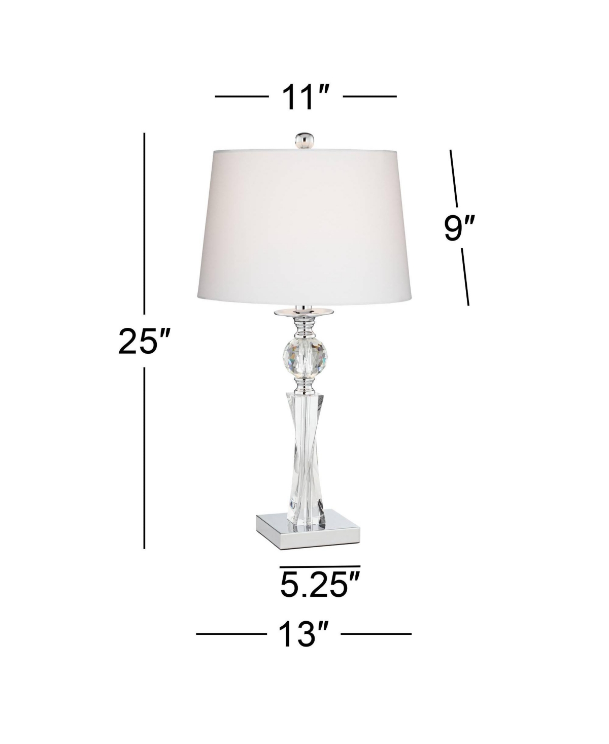 Vienna Full Spectrum Julian Traditional Table Lamp High Clear Twisted Crystal Glass Column White Tapered Drum Shade Decor for Bedroom Living Room