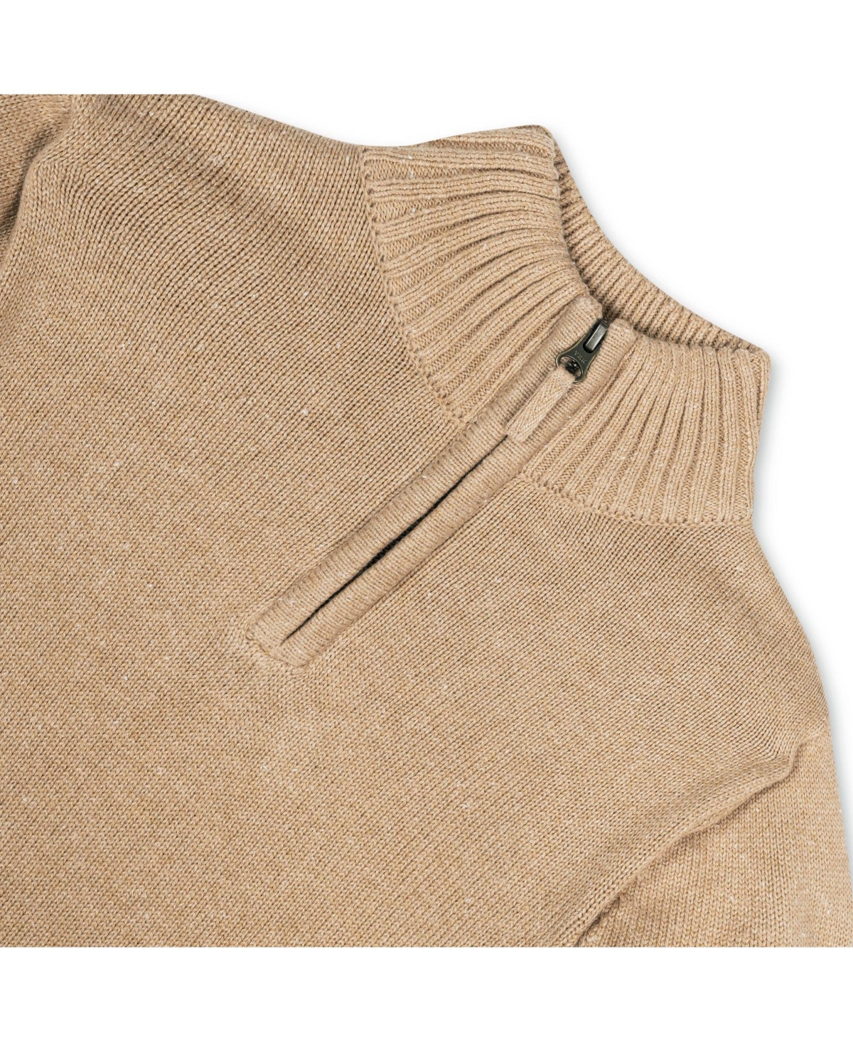 Hope & Henry Boys Organic Long Sleeve Half Zip Pullover Sweater - Camel heather with flecks