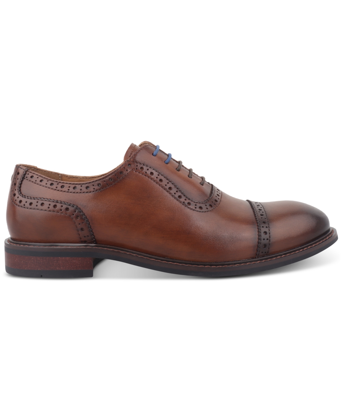 Bar Iii Men's Ashfordd Cap Toe Brogue Leather Dress Shoe, Created For Macy's In Brown Leather