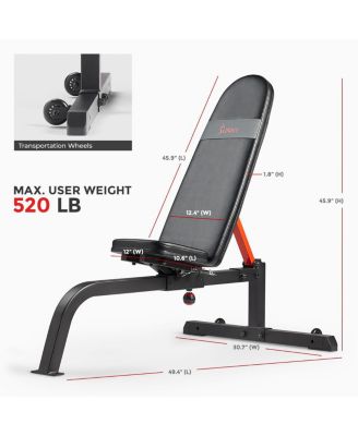 Adjustable Incline Multifunction Weight Bench, Anti-bacterial Leather and Weight Capacity 520LBs