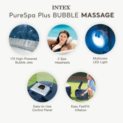 28429EP PureSpa Plus 4 Person Inflatable Hot Tub Bubble Jet Spa, 77" x 28"