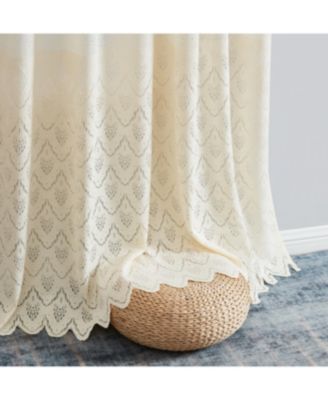 Monaco Premium Soft Decorative Ombre Lace Semi Sheer Light Filtering Rod Pocket Curtain Panels - Set of 2