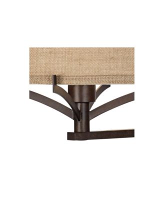 Tremont Rustic Farmhouse Swing Arm Wall Lamp Bronze Plug-in Light Fixture Tan Burlap Drum Shade for Bedroom Bedside Living Room