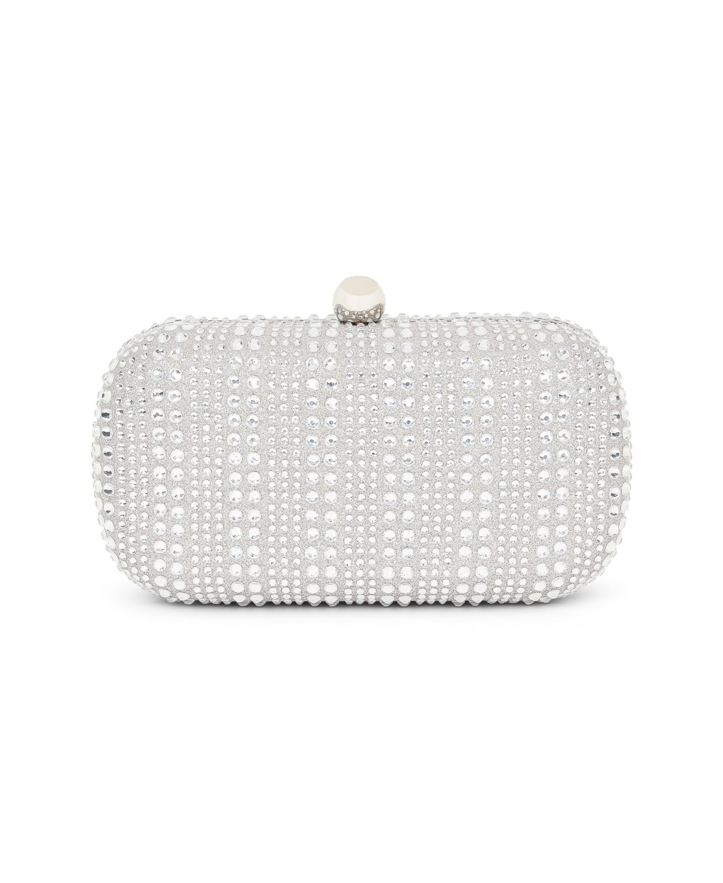 Женские клатчи Jewel Badgley Mischka Arya Crystal Micro Glitter Minaudiere, цвет: Серебряный — фото 1
