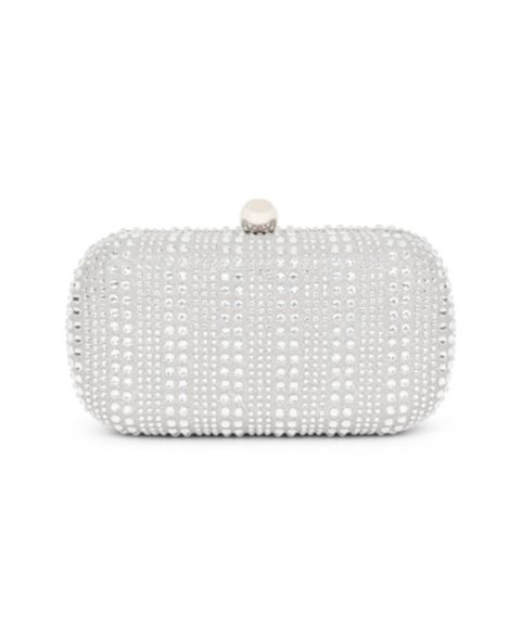 Женские клатчи Jewel Badgley Mischka Arya Crystal Micro Glitter Minaudiere, цвет: Серебряный
