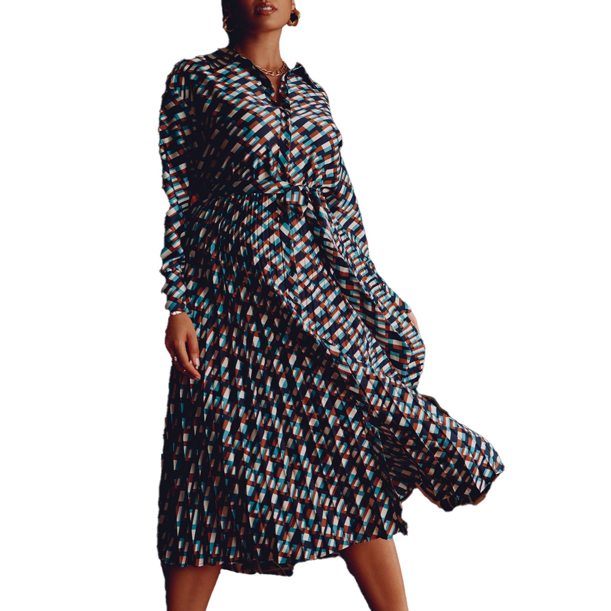 Eloquii Plus Size Pleated Skirt Fit And Flare Dress