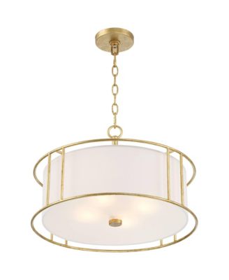 Kahna Painted Gold Pendant Chandelier 20" Wide Modern Metal Cage Frosted Tempered Round Glass Shade 4-Light Fixture for Dining Room House Foyer Kitchen Island Entryway Bedroom - Possini Euro Design
