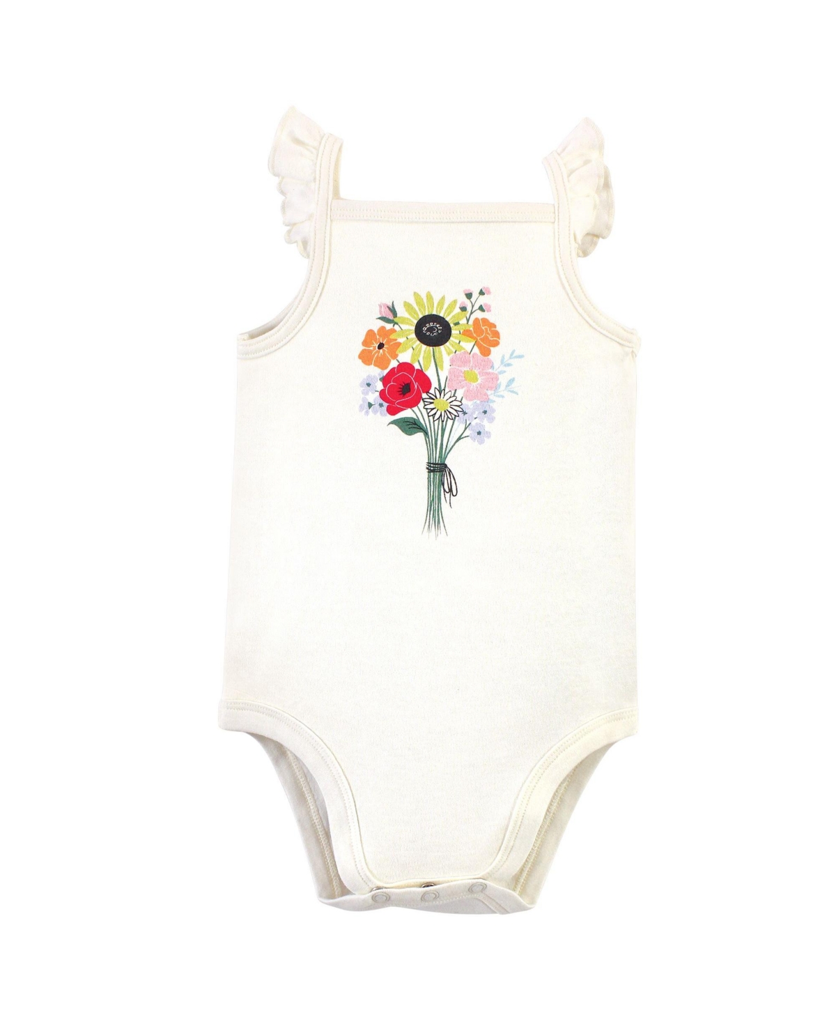 Touched by Nature Baby Girls Baby Organic Cotton Bodysuits 5pk, Lemon Tree