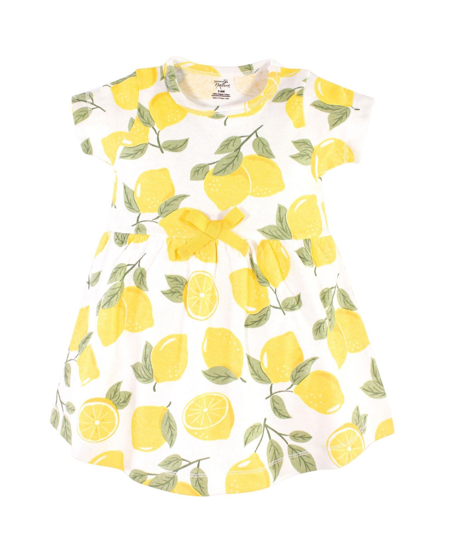 Платья Touched by Nature Natural Cotton Dresses Featuring Both Short and Long Sleeves для девочек, цвет: Лимонный — фото 2