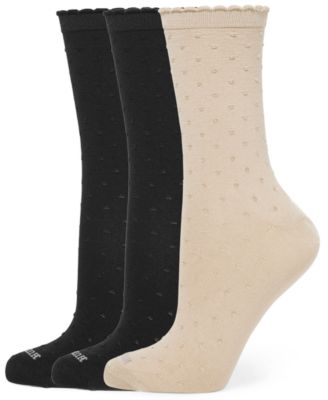 Hue - Women's 3-Pk. Textured Dot Scalloped Crew Socks