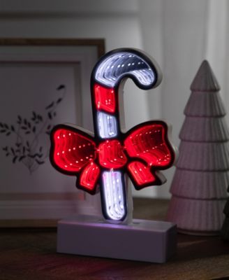 LED 3D Candy Cane with Bow Christmas Tunnel Light - 8-Inch