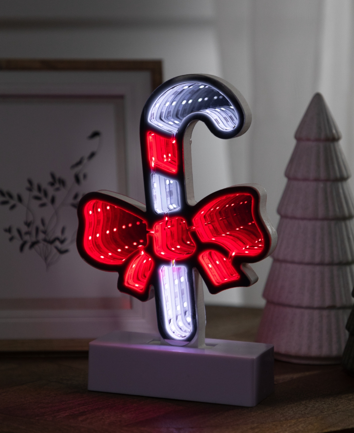 Northlight Led 3d Candy Cane With Bow Christmas Tunnel Light In White