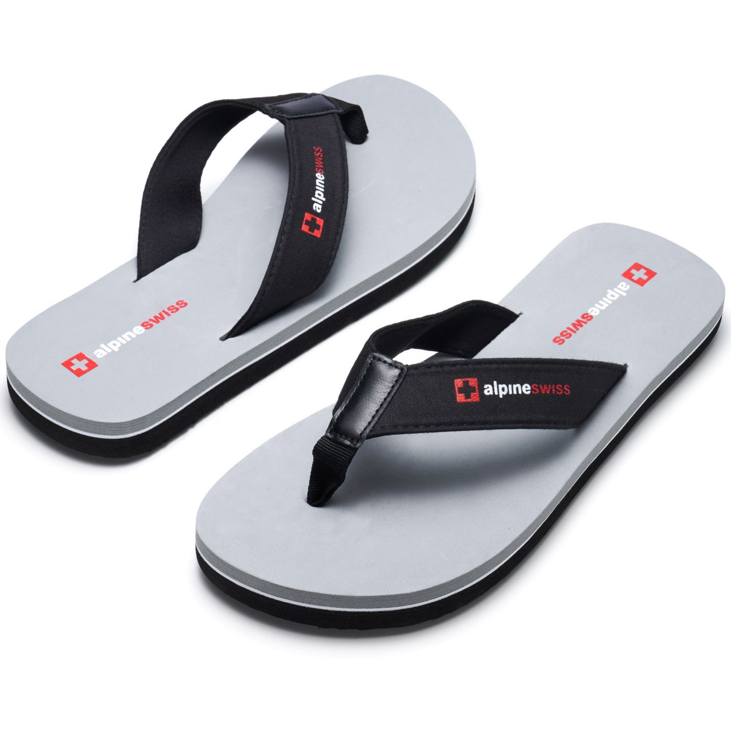 Мужские сандалии Alpine Swiss Flip Flops Lightweight Thong Sandals Beach Slides EVA Sole for Comfort Durable Flip Flops for Men Casual Wear Pool Outdoor Sandal, цвет: Серый — фото 5