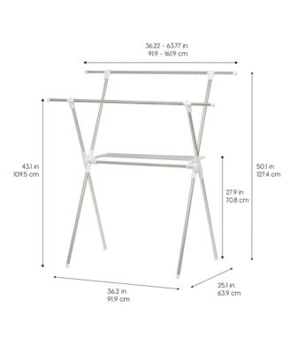 USA Foldable Clothes Drying Rack with Extendable Rods for Large Laundry Loads