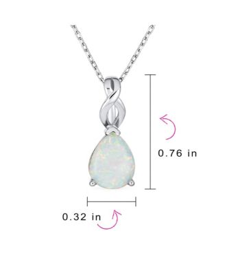 Opulence Infinity Set 3CTW White Synthetic Solitaire Opal Teardrop Necklace Pendant Sterling Silver