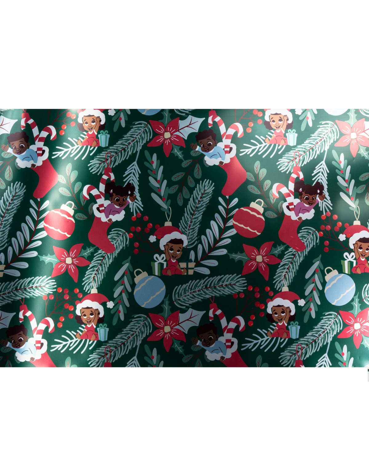 Black Paper PartyBaby Ornament Foil Gift Wrap - Green