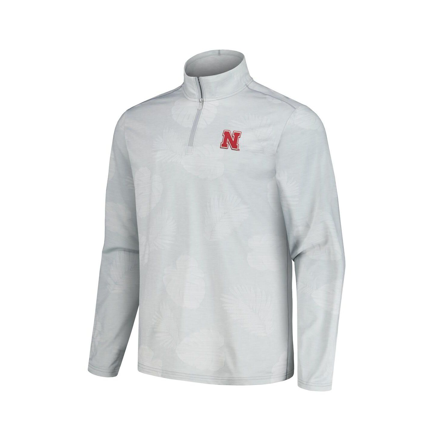 Мужская куртка Tommy Bahama Gray Nebraska Huskers Delray Frond IslandZone Half-Zip — фото 2