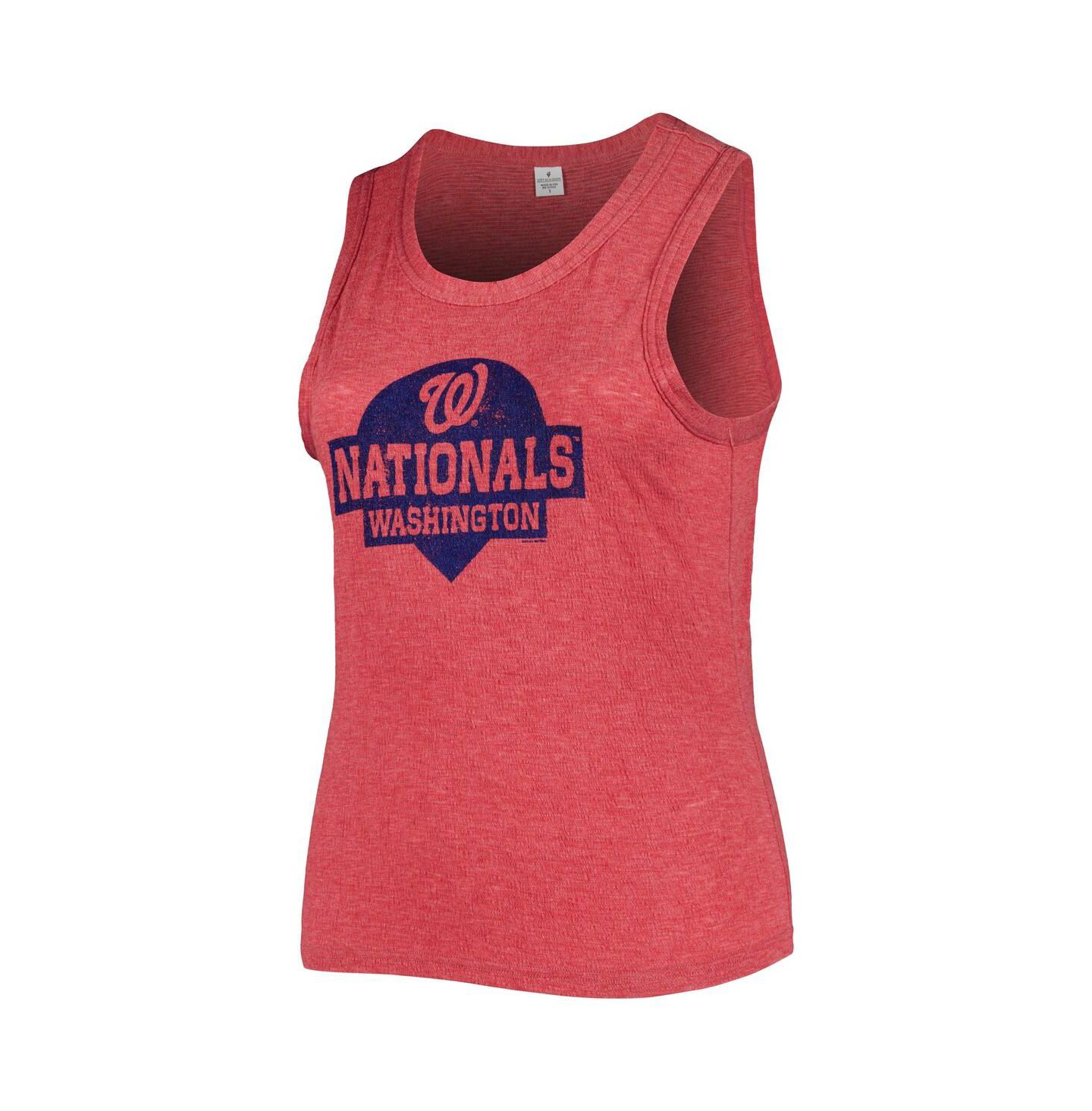 Женский топ Soft As A Grape Red Washington Nationals Plus Size High Neck Tri-Blend — фото 2