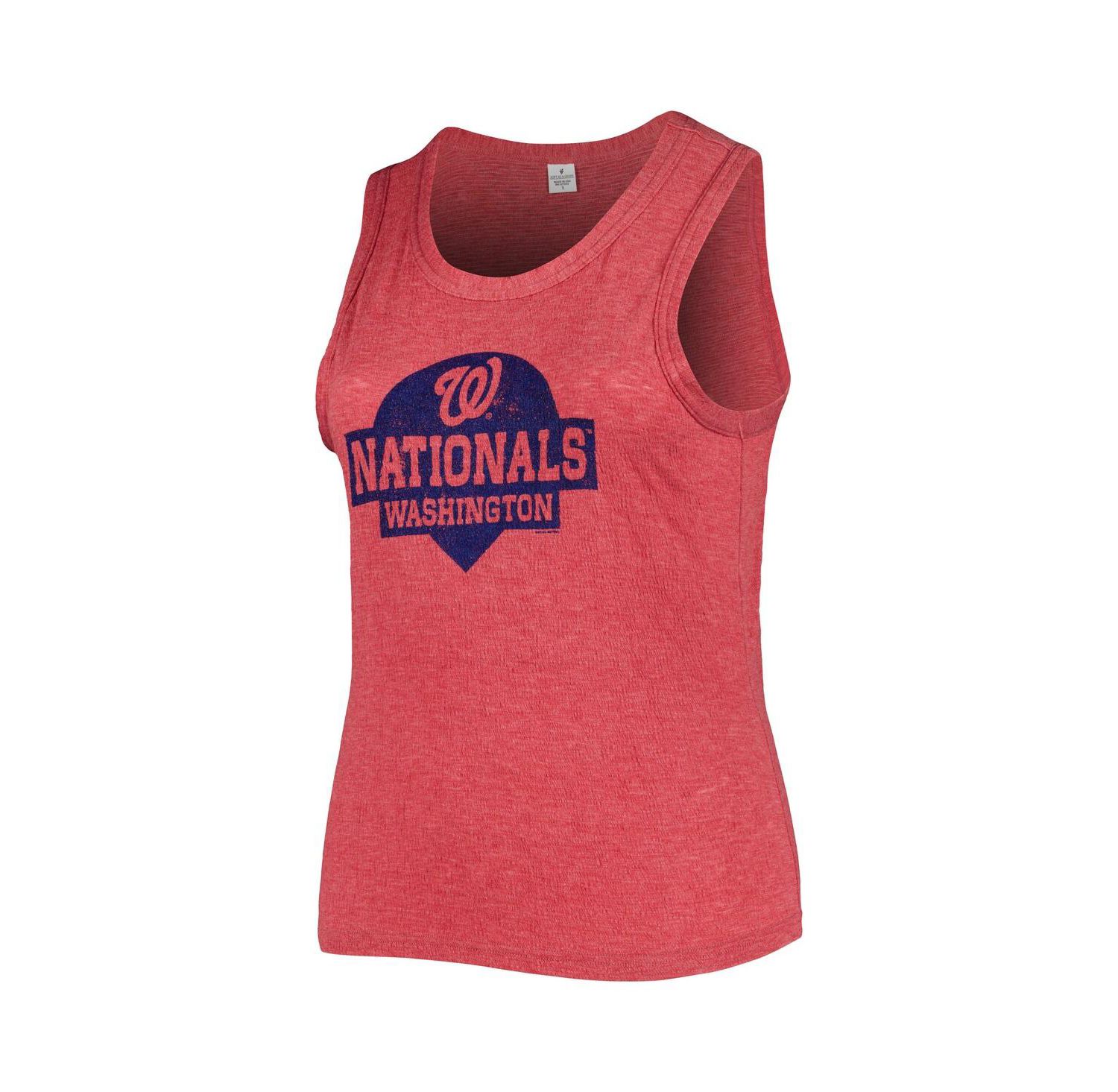Women's Red Washington Nationals Plus Size High Neck Tri-Blend Tank Top