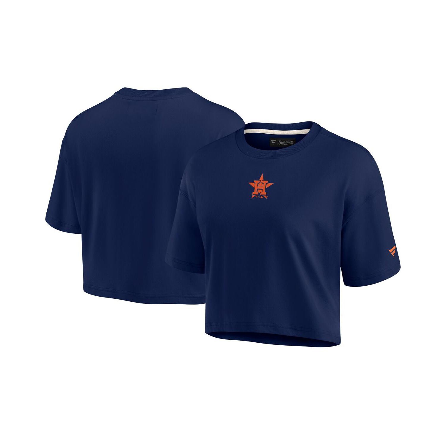 Women's Navy Houston Astros Elements Super Soft Boxy Cropped T-Shirt