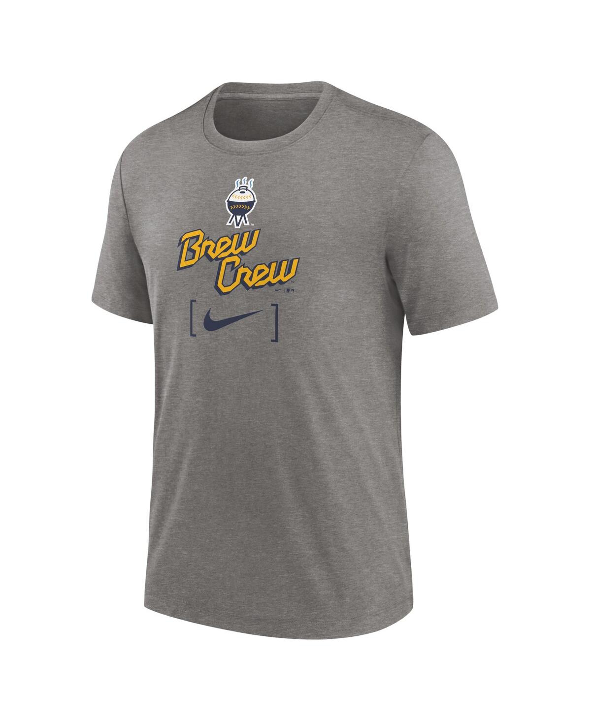 Nike Men'sMilwaukee Brewers City Connect Tri-Blend T-Shirt - Heather Charcoal