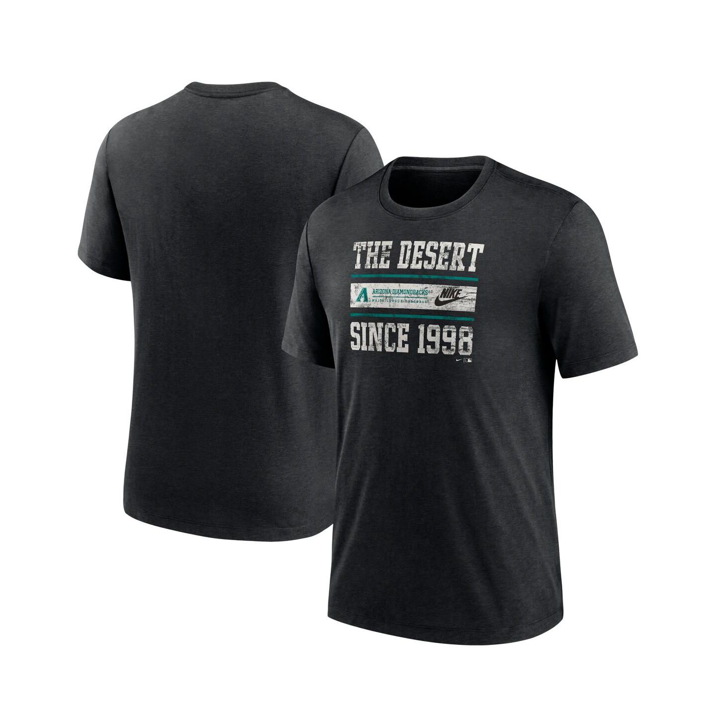 Мужская футболка Nike Heather Black Arizona Diamondbacks Cooperstown Collection Local Stack Tri-Blend — фото 1
