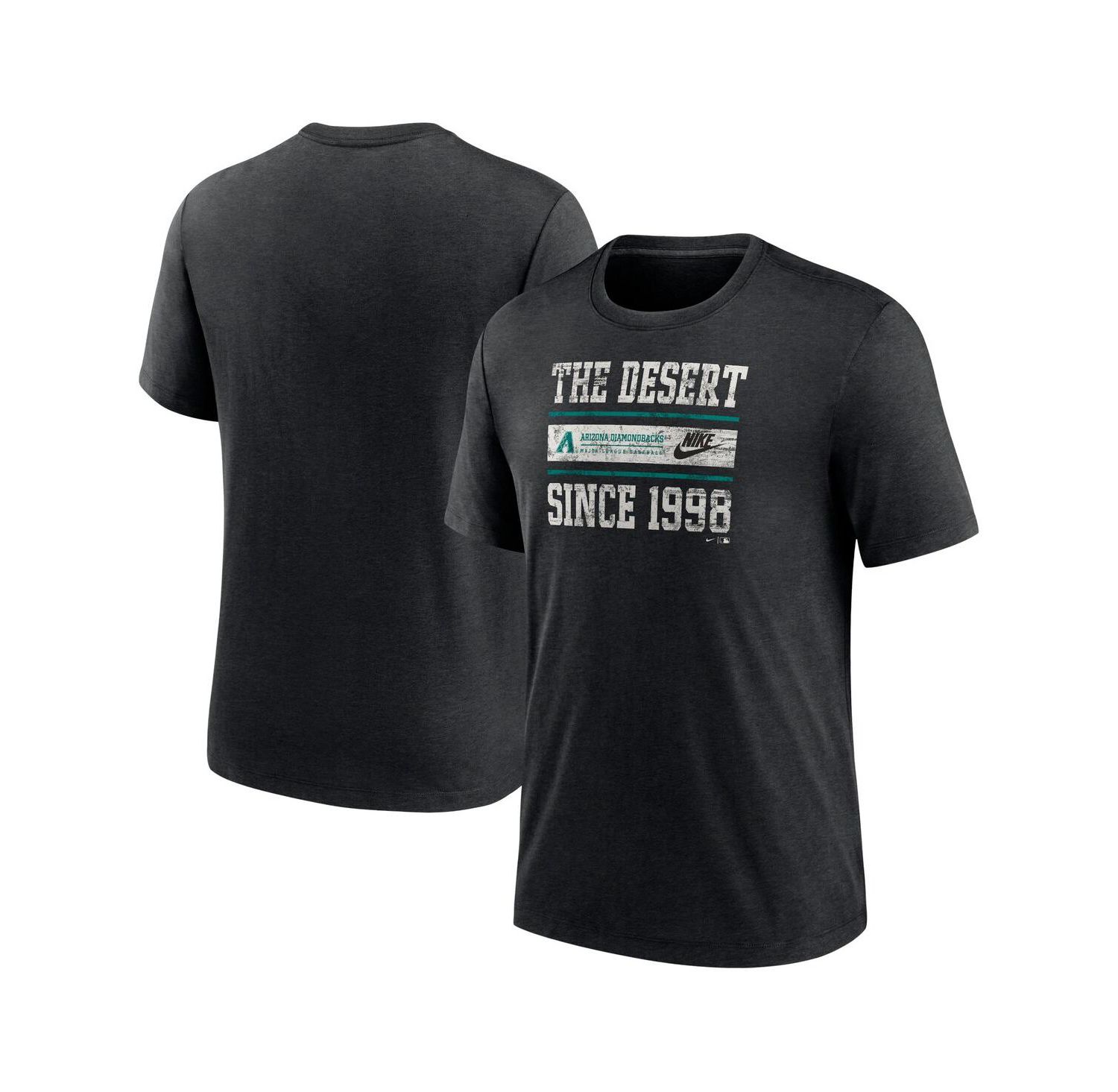 Men's Heather Black Arizona Diamondbacks Cooperstown Collection Local Stack Tri-Blend T-Shirt