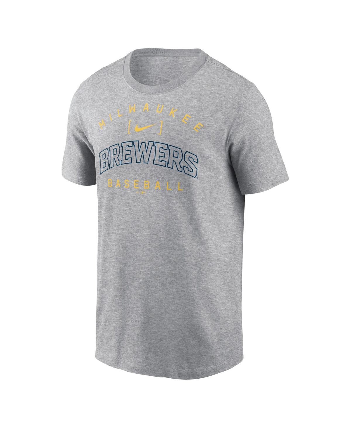 Nike Men'sMilwaukee Brewers Home Team Athletic Arch T-Shirt - Heather Gray