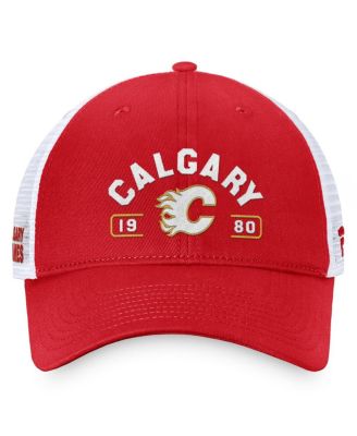 Men's Red/White Calgary Flames Free Kick Trucker Adjustable Hat