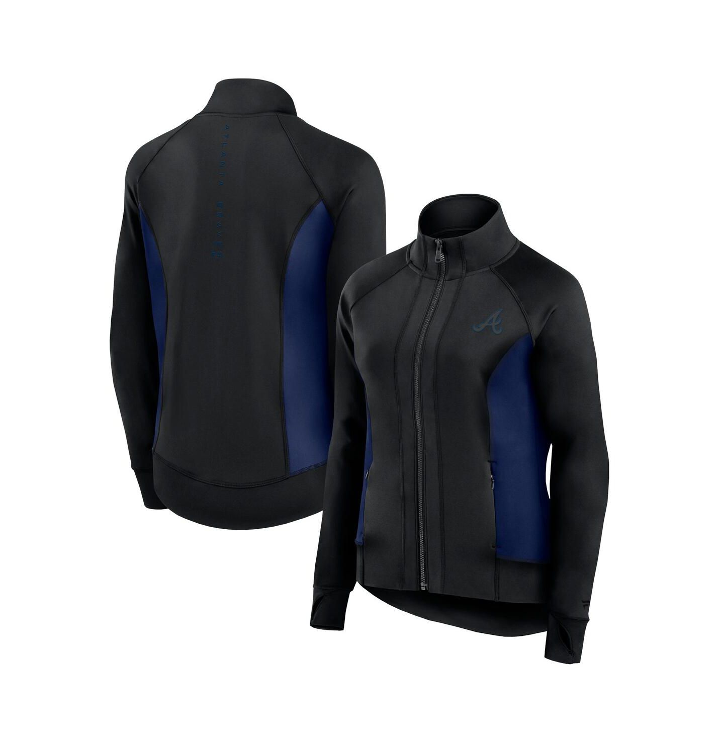 Женская куртка Fanatics Black Atlanta Braves Studio Fitted Full-Zip Gym Track Jacket — фото 1