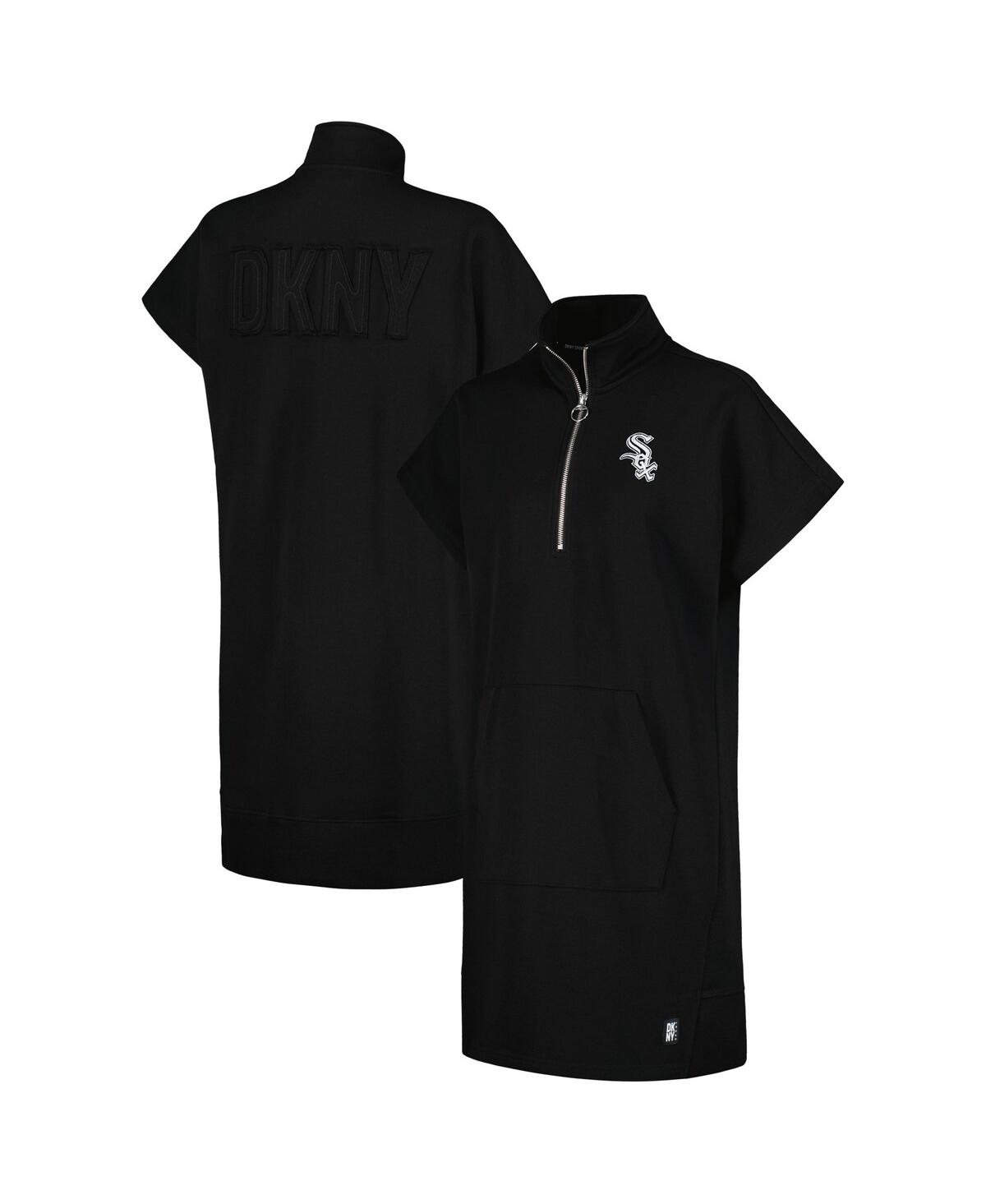 Women's Black Chicago White Sox Emily Quarter-Zip Sneaker Dress - Black