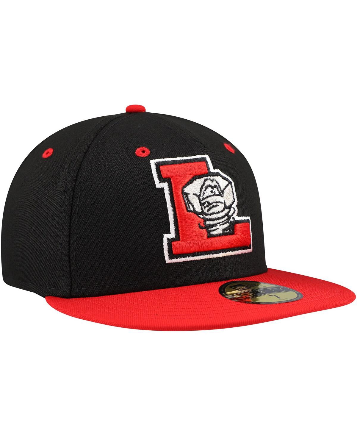 New Era Men'sRed Lansing Lugnuts Authentic Collection 59FIFTY Fitted Hat - Black, Red