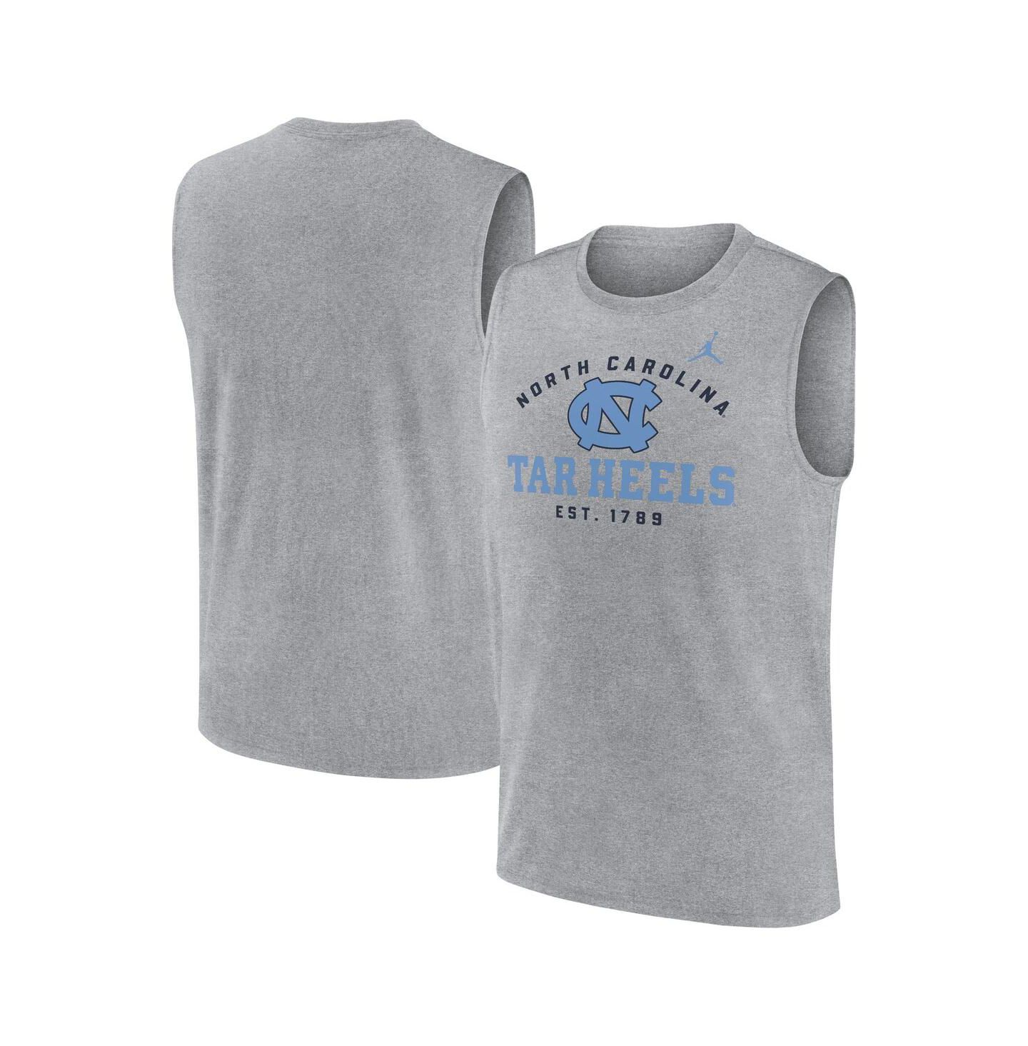 Мужские топы Jordan Heather Gray North Carolina Tar Heels Primetime Legend Lock Up Performance Muscle — фото 1
