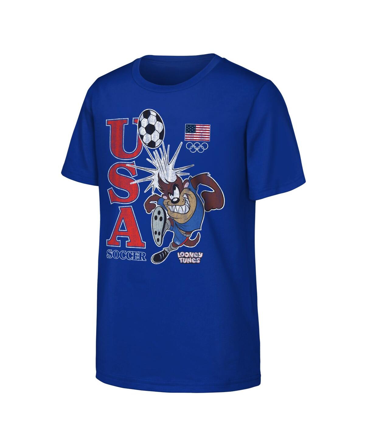 Outerstuff Big Boys And Girls Tasmanian Devil Royal Team Usa Looney Tunes Soccer T-shirt In Royal