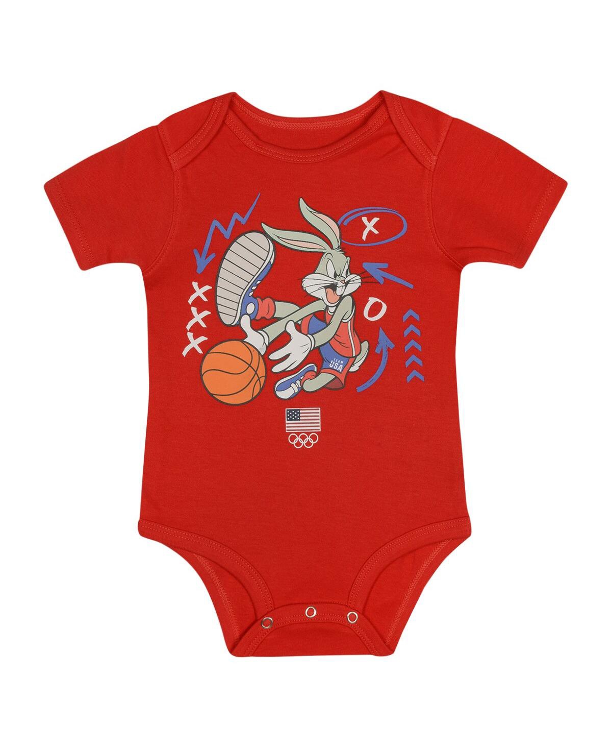 Outerstuff Newborn Baby Boys and GirlsTeam Usa Looney Tunes Three-Pack Bodysuit Set - Red