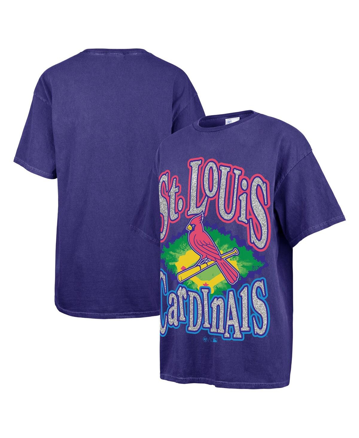 47 BRAND WOMEN'S NAVY ST. LOUIS CARDINALS FLASHING LIGHTS BOYFRIEND T-SHIRT 