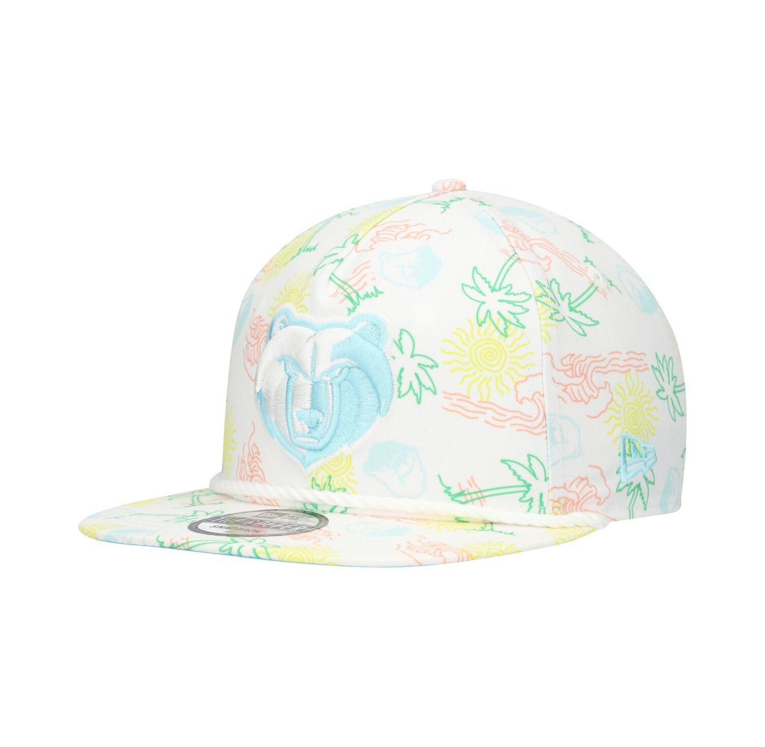 Men's White Memphis Grizzlies Palm Trees and Waves Golfer Adjustable Hat