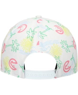 Men's White Atlanta Hawks Palm Trees and Waves Golfer Adjustable Hat
