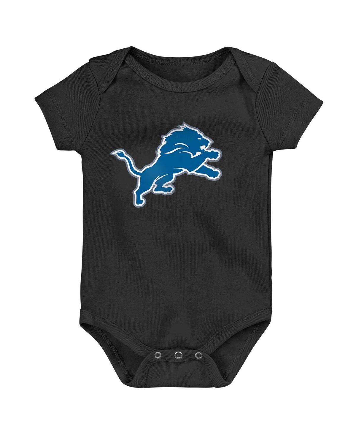 Outerstuff Newborn Baby Boys And Girls Black Detroit Lions Team Logo Bodysuit In Black
