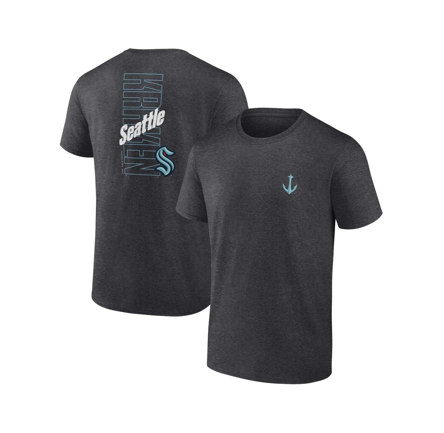Men's Heather Charcoal Seattle Kraken Backbone T-Shirt
