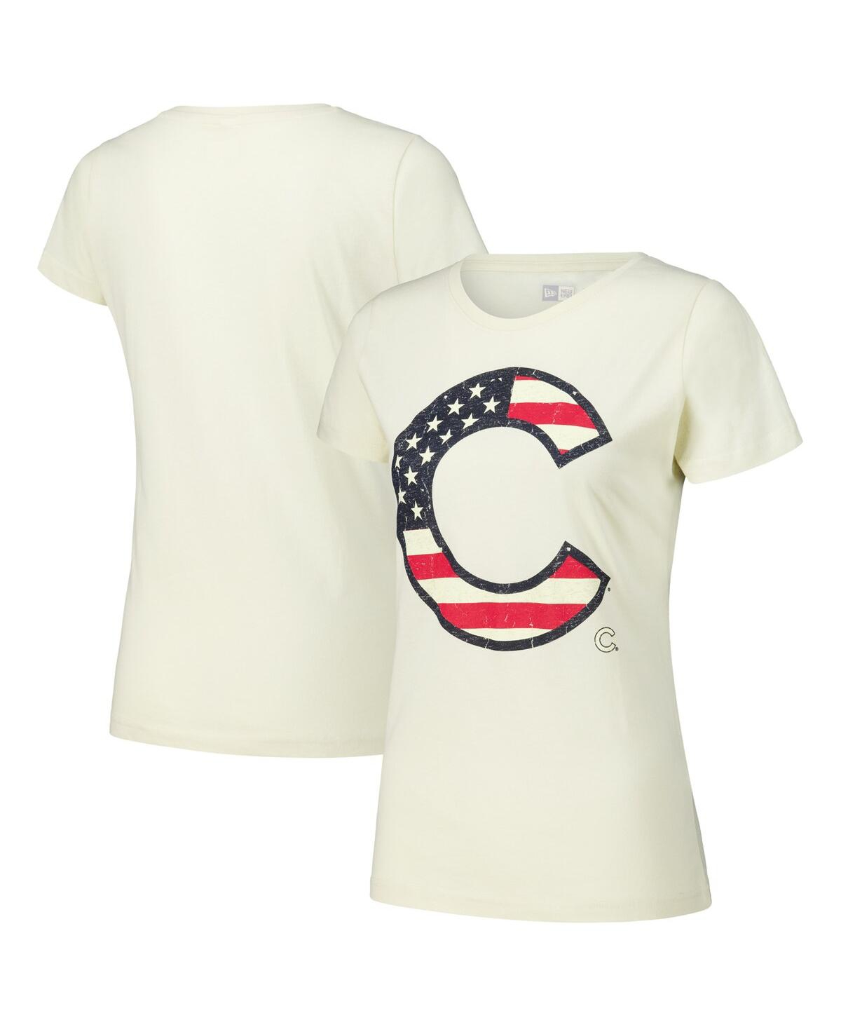 NEW ERA WOMEN'S CREAM CHICAGO CUBS VINTAGE-LIKE T-SHIRT 